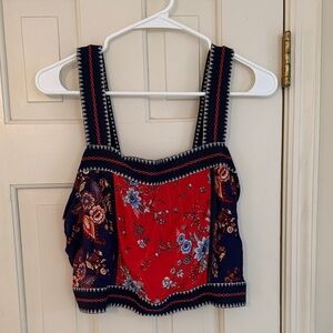 Xhilaration Floral Tank Top - Red and Navy